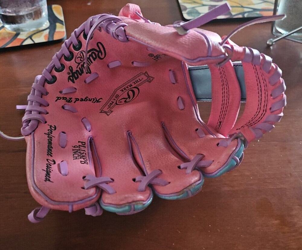 Rawlings PL158PB 9 Inch Girls Rule Pink Baseball Glove Right Hand Thrower